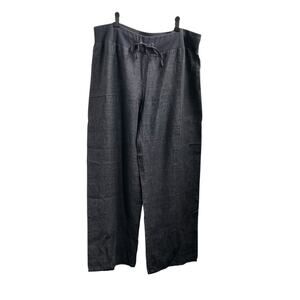 Eileen Fisher Organic 100% Linen Wide Leg Drawstring Pants Charcoal Gray Large